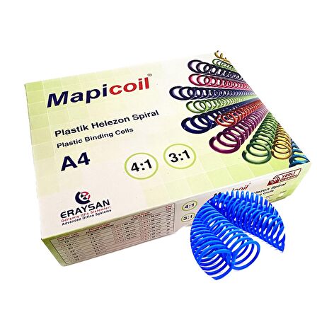 MAPİCOİL 4:1 PLASTİK HELEZON SPİRAL 25MM.MAVİ 50 AD.   48 LOP