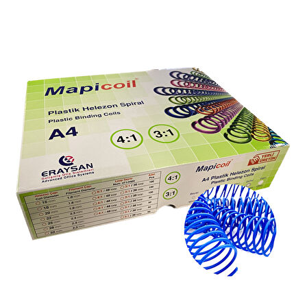 MAPİCOİL 3:1 PLASTİK HELEZON SPİRAL 50MM MAVİ 50 AD. 36 LOP