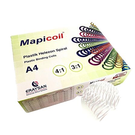 MAPİCOİL 3:1 PLASTİK HELEZON SPİRAL 22MM BEYAZ 50 AD. 36 LOP