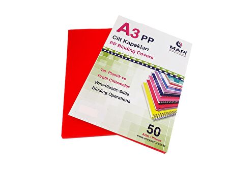 MAPİ 350 MİC.PP A3 KAPAK KIRMIZI   50 AD.