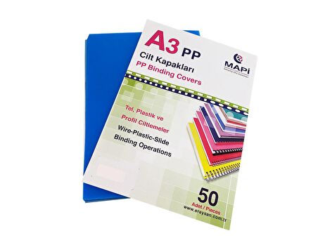 MAPİ 350 MİC.PP A3 KAPAK MAVİ      50 AD.