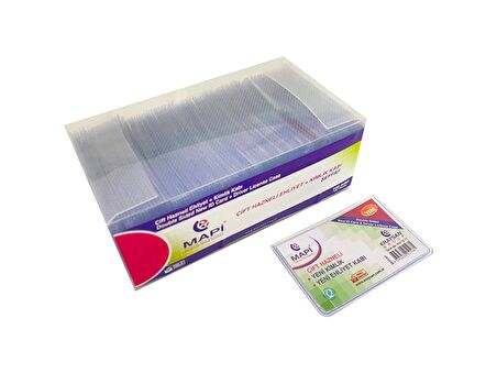 MAPİ ÇİFT HAZNELİ YENİ KİMLİK-EHLİYET KABI ŞEFFAF 100'LÜ PAKET