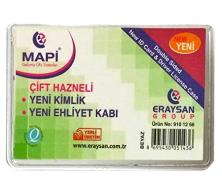 Mapi Çift Hazneli Kimlik Ehliyet Kabı Şeffaf - 6 adet ve 3 adet Siyah Tükenmez 005782