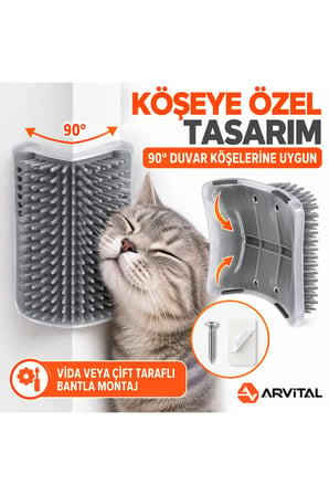 XL Kedi Kaşıma ve Kaşınma Aparatı 15x8 cm Duvara Köşeye Monte, Kedi Nanesi Hediyeli