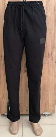 Erkek Siyah Düz Paça Arka Cepli Eşofman Altı