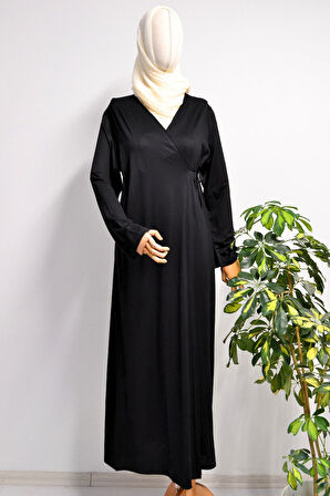 Kadın Yandan Bağlamalı Pamuklu Penye Namaz Elbisesi – 38-48 beden