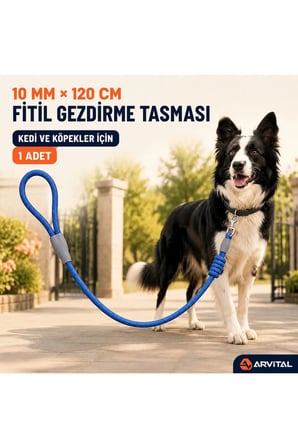 Evcil Hayvan Fitil Gezdirme Tasması 10 mm x 120 cm Kedi Köpek Gezdirme İpi