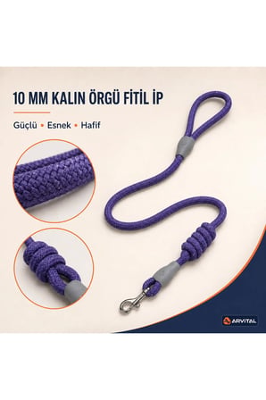 Evcil Hayvan Fitil Gezdirme Tasması 10 mm x 120 cm Kedi Köpek Gezdirme İpi