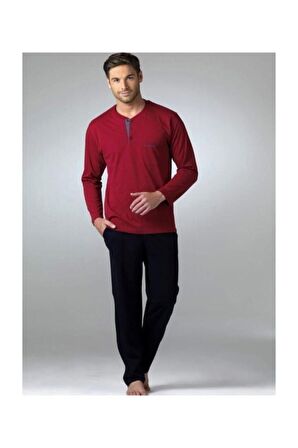 PİERRE CARDİN 5454 Bordo Penye Uzun Kol 4 Mevsimlik Çeyiz Pijama Takımı 