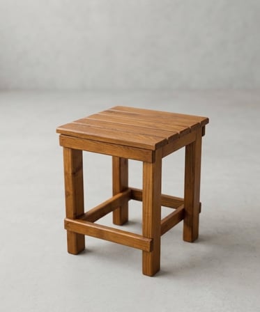 Missidea Ahşap Kare Tabure Kahverengi 30x30 cm El İşçiliği