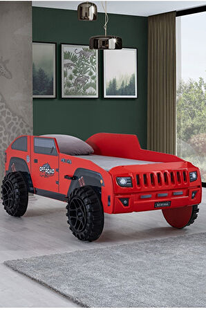 Arabalı Yatak, Jeep Arabalı Yatak - Kırmızı