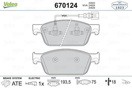 Vw Fren Balatası Ön - Fvr4302 / Gdb1887 - Val 670124
