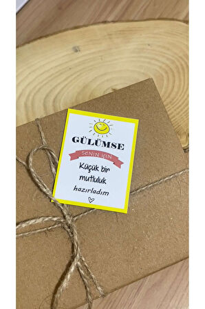 E-Ticaret Teşekkür Kartı Gülümse Yazılı Sarı Renk 5x8 cm 100 Adet