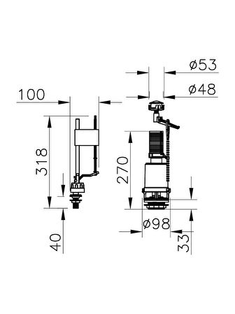 KALİTE VİTRA 330B1314 Rezervuar İç Takım, Alttan Su Girişli, 6 L