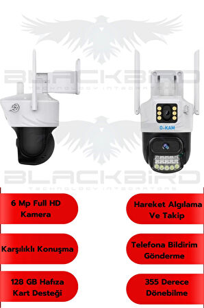 Okam-6015 Beyaz 6 Mp 3.5 İnç Dual Lens Wifi Ptz Kamera