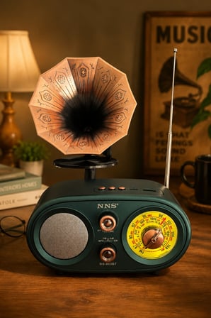 NNS NS-803BT Yeşil Retro Radyo Bluetooth Hoparlör USB TF Kart Şarjlı Nostaljik Radyo