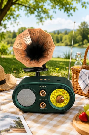 NNS NS-803BT Yeşil Retro Radyo Bluetooth Hoparlör USB TF Kart Şarjlı Nostaljik Radyo