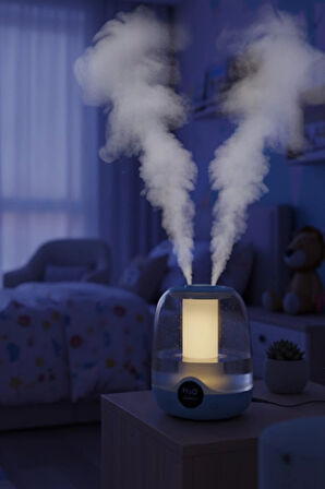 Glr K07 Mavi Çift Spreyli Ultrasonik Sessiz Hava Nemlendirici ve Gece Lambası | 3L Kapasite