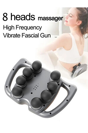 Glr Wnk-569 Dijital Ekranlı Güçlü Masaj Tabancası - 8 Başlıklı  99 Hız Ayarı