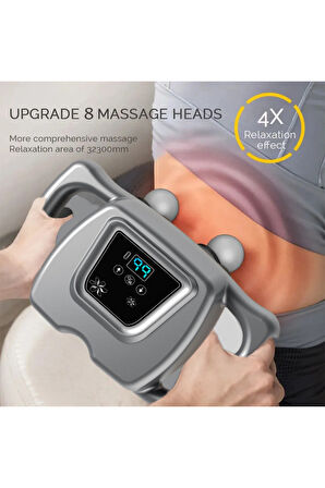 Glr Wnk-569 Dijital Ekranlı Güçlü Masaj Tabancası - 8 Başlıklı  99 Hız Ayarı