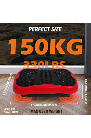 Glr 550 Kırmızı Güçlü Titreşimli Egzersiz Platformu Body Vibration Plate Makinesi