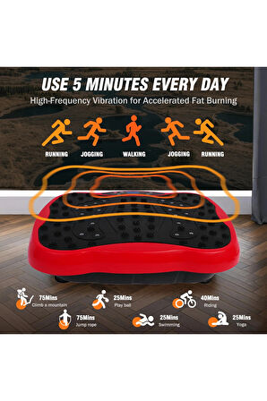 Glr 550 Kırmızı Güçlü Titreşimli Egzersiz Platformu Body Vibration Plate Makinesi