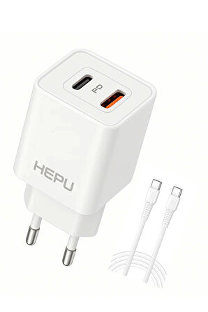 Yeni Nesil GAN 35W  Type-C USB-C PD + USB QC Hızlı Şarj Adaptörü Hepu HP-C39