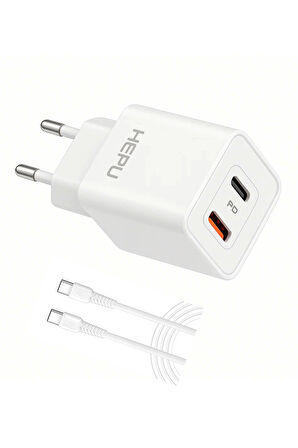 Yeni Nesil GAN 35W  Type-C USB-C PD + USB QC Hızlı Şarj Adaptörü Hepu HP-C39
