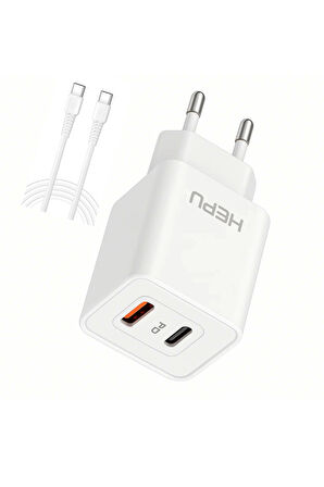 Yeni Nesil GAN 35W  Type-C USB-C PD + USB QC Hızlı Şarj Adaptörü Hepu HP-C39