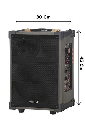 Hepu Hp-976 Partybox Bluetooth Hoparlör 8 Woofer 40W Güç 2 Kablosuz Mikrofon Kumanda