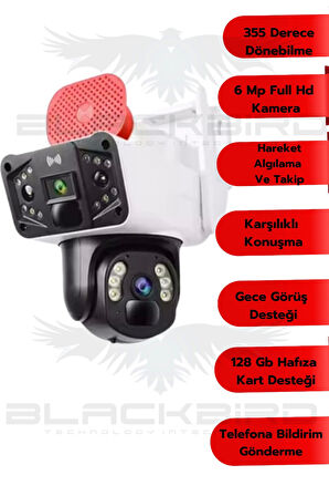 Okam-3041 Sirenli 6 Mp Dual Lens Wifi Ptz Kamera