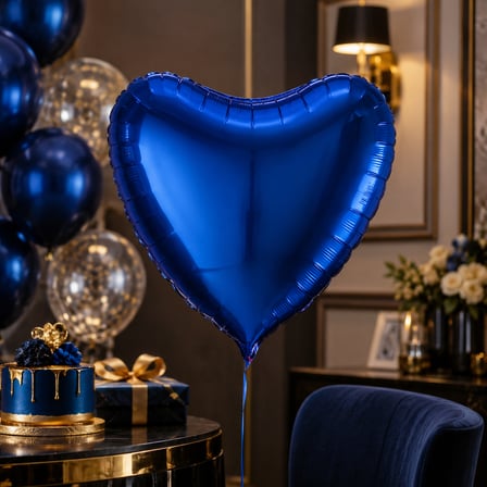 Koyu Mavi Kalp Folyo Balon 18 İnç Doğum Günü Parti Süsü Dekorasyon Balonu Helyumlu