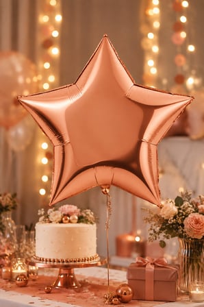 Folyo Balon Yıldız Rosegold 18 İnç 45 cm Metalik Doğum Günü Nişan Söz Parti Süsleme Dekoru