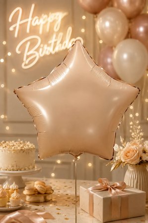 Folyo Balon Yıldız Karamel 18 İnç 45 cm Metalik Parti Doğum Günü Kutlama Dekorasyon Balonu
