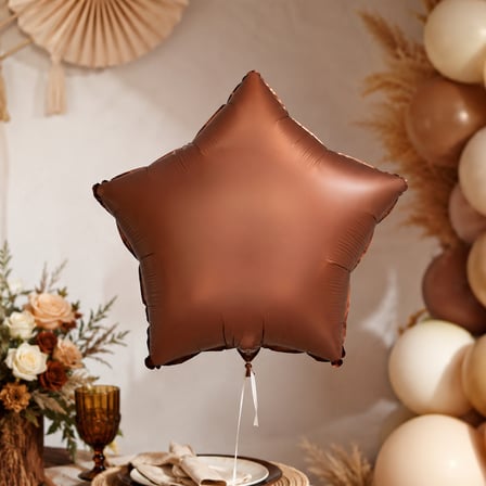 Kahverengi Yıldız Folyo Balon 18 İnç 45 cm Doğum Günü Parti Süsü Dekorasyon Balonu