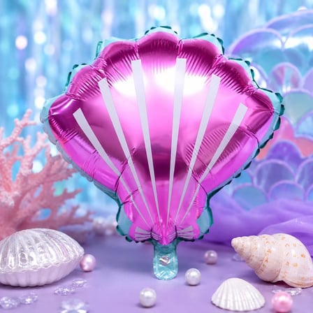 Lila Pembe Deniz Kabuğu Folyo Balon 52x54 CM Doğum Günü Parti Süsü