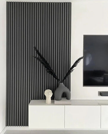 120 CM 12 ADET KENDİNDEN YAPIŞKANLI AHŞAP ÇITA - ANTRASİT GRİ