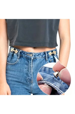 Pantolon Beli Daraltma Aparatı, Broş, Kemer , Gümüş Renk Dört Yapraklı Yonca Bel Daraltma Çıtçıtı
