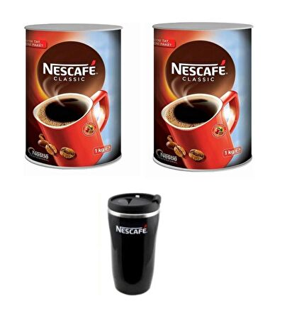 Nescafe Classic 1000 Gr Kahve Teneke Kutu 2 Adet + Thermo Mug