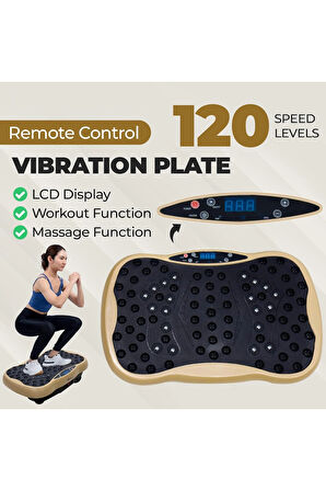 Glr 560 Dijital Ekranlı  Kumandalı Titreşim Masaj Platformu | Bluetooth Müzik Özellikli Egzersiz Aleti