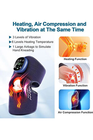 Glr XG-2023 Şarjlı Diz Masaj Aleti Titreşim ve Termal Etkili Hava Yastıklı Diz Masaj Cihazı