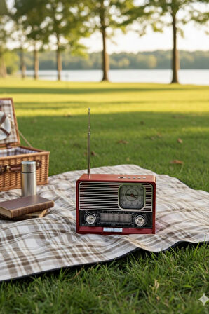 Blackbird Kırmızı Ktf-1647 Nostaljik Ahşap Görünümlü FM Radyo | USB/TF Kart MP3 El Feneri