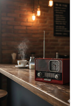 Blackbird Kırmızı Ktf-1647 Nostaljik Ahşap Görünümlü FM Radyo | USB/TF Kart MP3 El Feneri