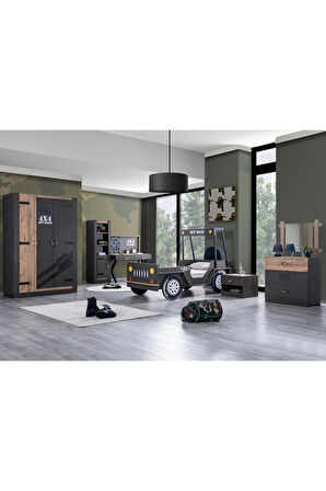 Offroad Plus Çocuk Odası - 3 Kapılı Dolap, Karyola, Masa, Şifonyer, Komodin, Kitaplık
