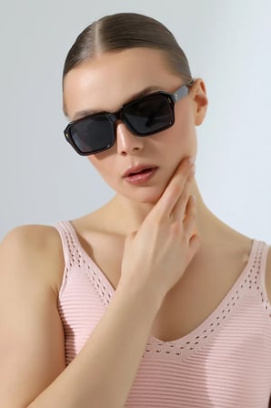 Kadın Kare Kahverengi UV400 Güneş Gözlüğü 23033 c3 k