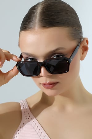 Kadın Kare Kahverengi UV400 Güneş Gözlüğü 23033 c3 k