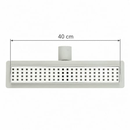 40 cm Beyaz Lineer 304 Paslanmaz Çelik Kaplamalı Duş Kanalı Izgara Yer Süzgeci Kare Delikli Koku Önleyici