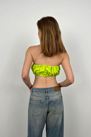 Lastik Detay Lime Straplez Crop