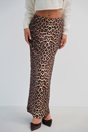 Leopar Desenli Maxi Etek