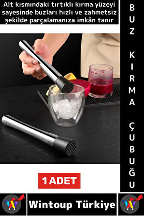 Uzun Ömürlü Ergonomik Tutuş İçecek Kokteyl Bar Meyve Ezme Tırtıklı Zahmetsiz Buz Kırma Çubuğu